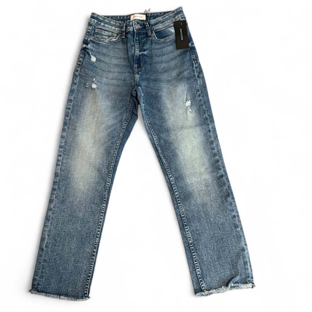 Dailylook Straight Distressed Jeans womens Size 30 Blue Raw Hem nwt